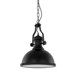 Luminosa Lighting Luminosa Industrial And Retro Hanging Pendant Black 1 Light With Glass Shade, E27 - thumbnail 1