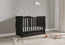 VICULII Willow Black Sleigh Mini Cot Bed With Drawer