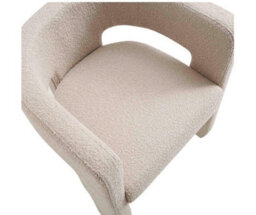 Nordic Style Tripod Three Legged Bouclé Armchair Dining Chair White Accent Seating - thumbnail 7