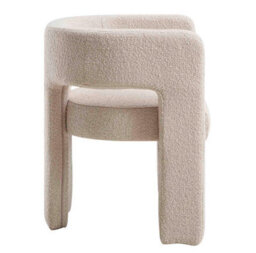 Nordic Style Tripod Three Legged Bouclé Armchair Dining Chair White Accent Seating - thumbnail 5