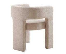 Nordic Style Tripod Three Legged Bouclé Armchair Dining Chair White Accent Seating - thumbnail 6