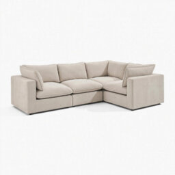 Furniturebox Uk Echo Cream Linen-Look Fabric 3 Seater Modular Corner Sofa - thumbnail 6