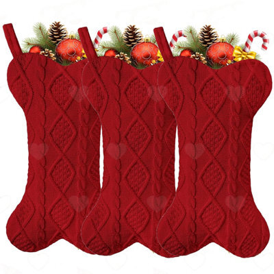 Amorly 3Pcs Large Knitted Pet Christmas Stockings, Bone Style Hanging Sacks For Dogs And Cats, Ideal Fireplace Holiday Decoration - image 1