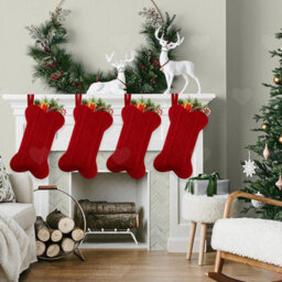 Amorly 3Pcs Large Knitted Pet Christmas Stockings, Bone Style Hanging Sacks For Dogs And Cats, Ideal Fireplace Holiday Decoration - thumbnail 6