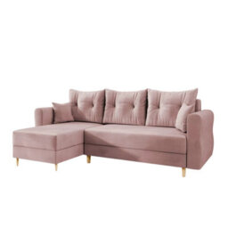 Zako L Space Saving Corner Sofa Bed Reversible Chaise With Storage Pull Out Bed Pink Upholstery - thumbnail 2