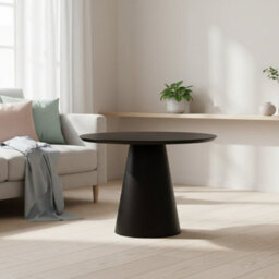 Oak Veneer Coffee Table With Black Metal Leg Cone 630 Black Oak Top - thumbnail 2