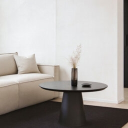 Oak Veneer Coffee Table With Black Metal Leg Cone 630 Black Oak Top - thumbnail 1