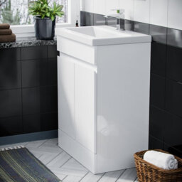 Nes Home White 600mm 100% Waterproof Pvc Freestanding Bathroom Basin Vanity Unit - thumbnail 3