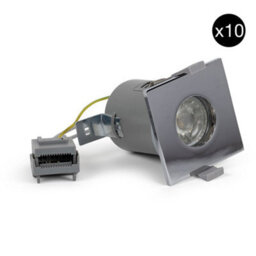 10 Pack - Polished Chrome Gu10 Square Fire Rated Downlight - Ip65 - Se Home - thumbnail 1