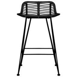 Walplus Bar Chairs 2 Pieces Black Rattan - thumbnail 3