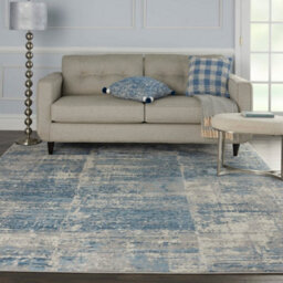 Ivory Grey Blue Modern Easy To Clean Abstract Rug For Dining Room Bedroom Living Room -160Cm X 221Cm - thumbnail 2