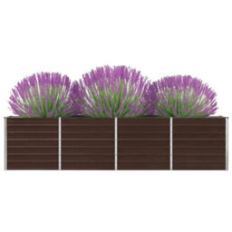 Berkfield Durable Raised Garden Bed 320X40X77 Cm Galvanised Steel Brown - thumbnail 4