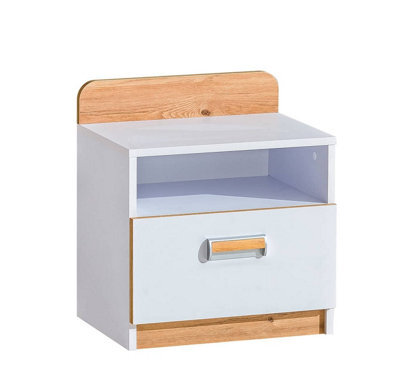 Arte Lorento L12 Bedside Table - Sleek And Stylish, White Matt & Oak Nash, H510mm W450mm D350mm