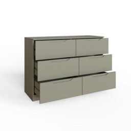 Fwstyle Luno Green 6 Drawer Chest Recessed Handle (H) 77Cm (W) 110Cm (D) 40Cm Extra Deep Drawers - thumbnail 5