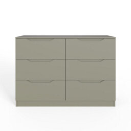 Fwstyle Luno Green 6 Drawer Chest Recessed Handle (H) 77Cm (W) 110Cm (D) 40Cm Extra Deep Drawers - thumbnail 3