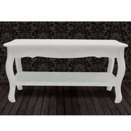 Berkfield Solid Coffee Table 2 Tiers Mdf White - thumbnail 4