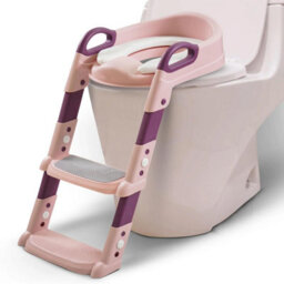 Taylor & Brown Adjustable Potty Ladder Seat With Steps, Cushioned Toddler Toilet Trainer With Handles & Anti-Slip Stool (Pink) - thumbnail 1