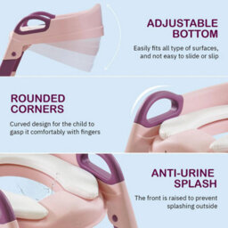Taylor & Brown Adjustable Potty Ladder Seat With Steps, Cushioned Toddler Toilet Trainer With Handles & Anti-Slip Stool (Pink) - thumbnail 3