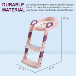 Taylor & Brown Adjustable Potty Ladder Seat With Steps, Cushioned Toddler Toilet Trainer With Handles & Anti-Slip Stool (Pink) - thumbnail 6