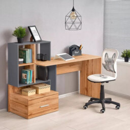 Traditional Style Desk With Drawer Grosso Wotan Oak With Anthracite - thumbnail 2