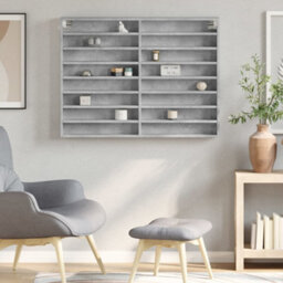 Berkfield Vitrine Cabinet Concrete Grey 100X8.5X75 Cm Engineered Wood - thumbnail 3