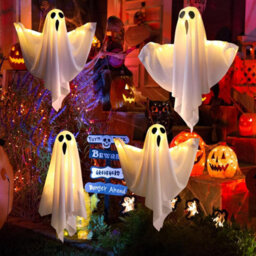 4 Pack Halloween Ghost Decorations With Led Lights, Battery Operated - thumbnail 1