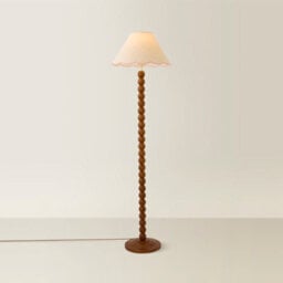 Valuelights Bobbin Pink Trim Linen Shade Walnut Bobble Floor Lamp With Bulb - thumbnail 3