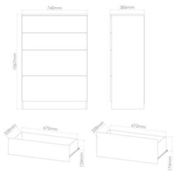 Trent 4 Drawer Deep Chest Of Drawers In Black & Black Matt (Ready Assembled) - thumbnail 2