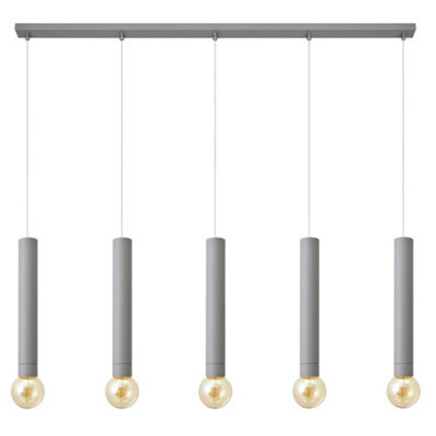Luminosa Lighting Luminosa Tuba Straight Bar Pendant Ceiling Light Grey 120Cm