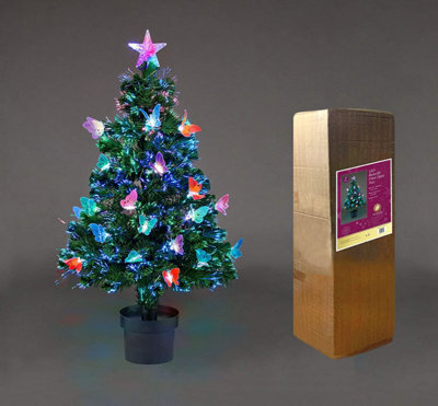 Shatchi 2Ft/60Cm Butterflies Fibre Optic Christmas Tree Led Pre-Lit - image 1