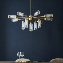Loops Multi Arm Hanging Ceiling Pendant Light - Satin Brass Plate With Clear & Frosted Glass Shade - 13 X 3W Led G9 - thumbnail 4