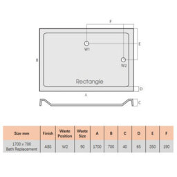 Sundaze Anti-Slip 1700X700mm Bath Replacment Rectangle Stone Shower Tray White - thumbnail 2