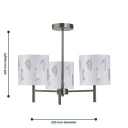 First Choice Lighting Set Of 2 Brea - Antique Brass 3 Light Fittings With White Fern Shades - thumbnail 6