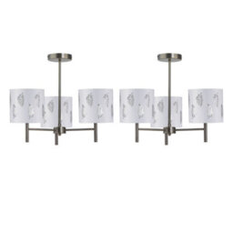 First Choice Lighting Set Of 2 Brea - Antique Brass 3 Light Fittings With White Fern Shades - thumbnail 1