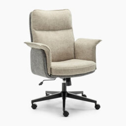 Furniturebox Uk Margaux Grey & Cream Jumbo Corduroy Swivel Office Chair - thumbnail 3