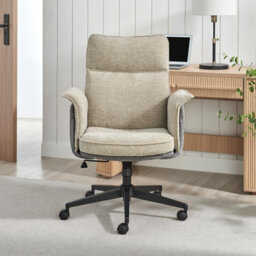Furniturebox Uk Margaux Grey & Cream Jumbo Corduroy Swivel Office Chair - thumbnail 2