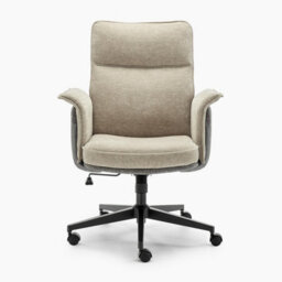 Furniturebox Uk Margaux Grey & Cream Jumbo Corduroy Swivel Office Chair - thumbnail 4