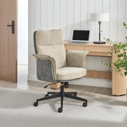 Furniturebox Uk Margaux Grey & Cream Jumbo Corduroy Swivel Office Chair