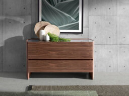 Angel Cerda Elegant Walnut Chest Of Drawers With Tempered Glass Top - thumbnail 2