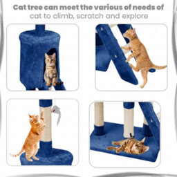 STALWART 138Cm Blue Cat Tree Tower With Condos, Scratching Posts, Ladder And Multilevel Activity Centre - thumbnail 7