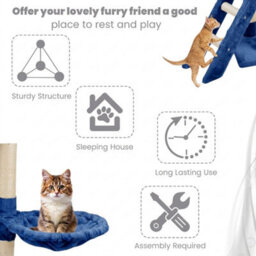 STALWART 138Cm Blue Cat Tree Tower With Condos, Scratching Posts, Ladder And Multilevel Activity Centre - thumbnail 6