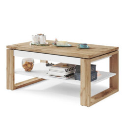 Heze Furniture Nuo Lift Top Coffee Table Contemporary Style - Wotan Oak & White Matt - thumbnail 4
