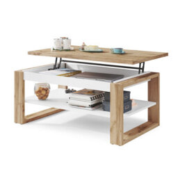 Heze Furniture Nuo Lift Top Coffee Table Contemporary Style - Wotan Oak & White Matt - thumbnail 5