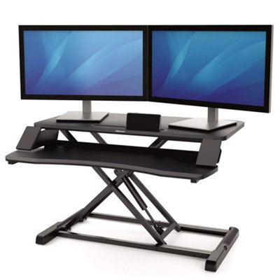Fellowes Corsivo Easy To Assemble Height Adjustable Standing Desk Converter For Home And Office - Free Standing Sit Stand Desk - image 1