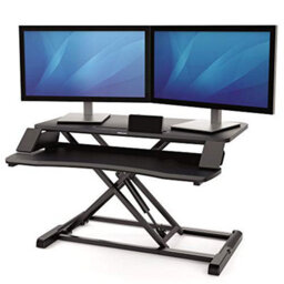 Fellowes Corsivo Easy To Assemble Height Adjustable Standing Desk Converter For Home And Office - Free Standing Sit Stand Desk - thumbnail 2