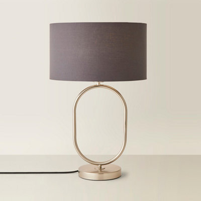 Valuelights Antonia Charcoal Fabric Drum Lamp Shade Brushed Chrome Oval Table Lamp - image 1