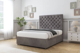 "Sloomy Mayfair Slate Naples Divan Bed With Mattress 2 Drawers Foot-End With 54"" Floor Standing Headboard 4' Small Double" - thumbnail 2