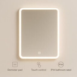 Kartell Alder 700X500mm Led Bathroom Mirror With Demister Pad, Touch Sensor, Ip44 Rated - thumbnail 3