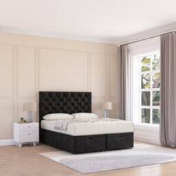 Sloomy Mayfair End Lift Ottoman Bed 2Ft6 With Sprung Memory Mattress - Black Plush & Headboard- Small Single - thumbnail 2