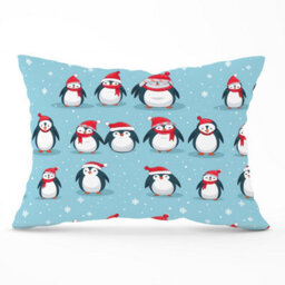 Warren Reed Designer Adorable Santa Penguins Cushions 33Cm X 48Cm - thumbnail 1